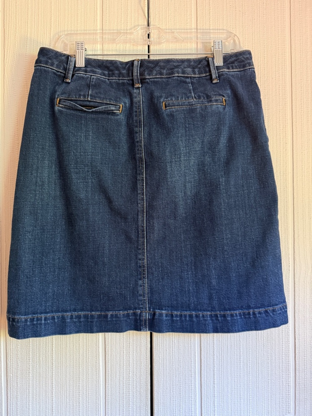 Talbots Dark Blue Button-Front Denim Mini Skirt - Picture 2 of 4